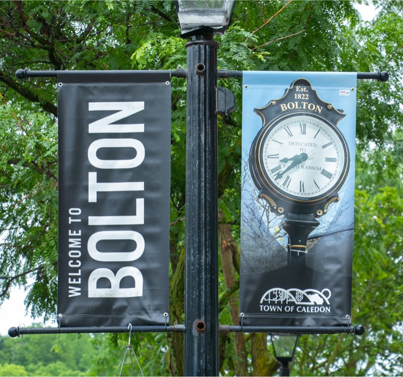 Welcome to Bolton banners on lamp posts in the Bolton community